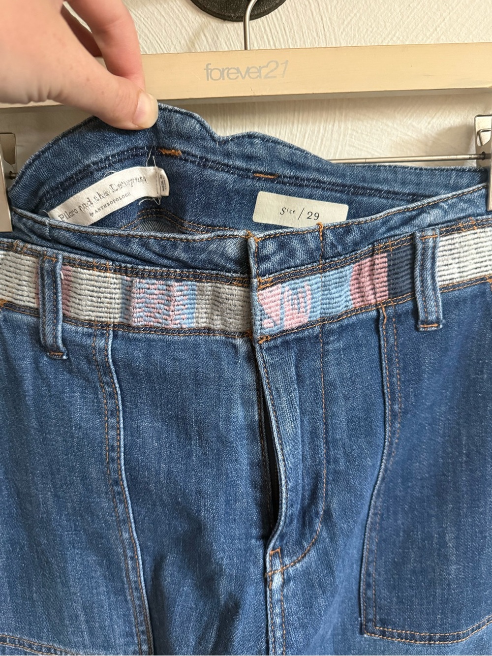 PilCro and Letterpress by Anthropologie Blue Patchwork Boyfriend Jeans - Picture 2 of 3